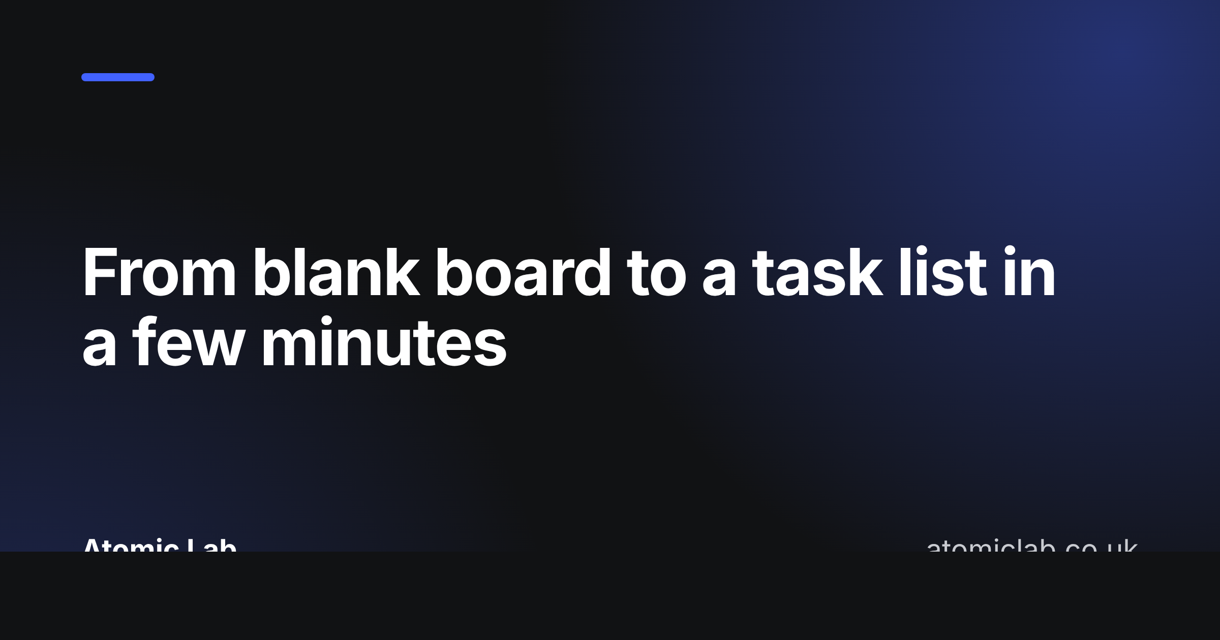 Cover image: From blank board to a task list in a few minutes